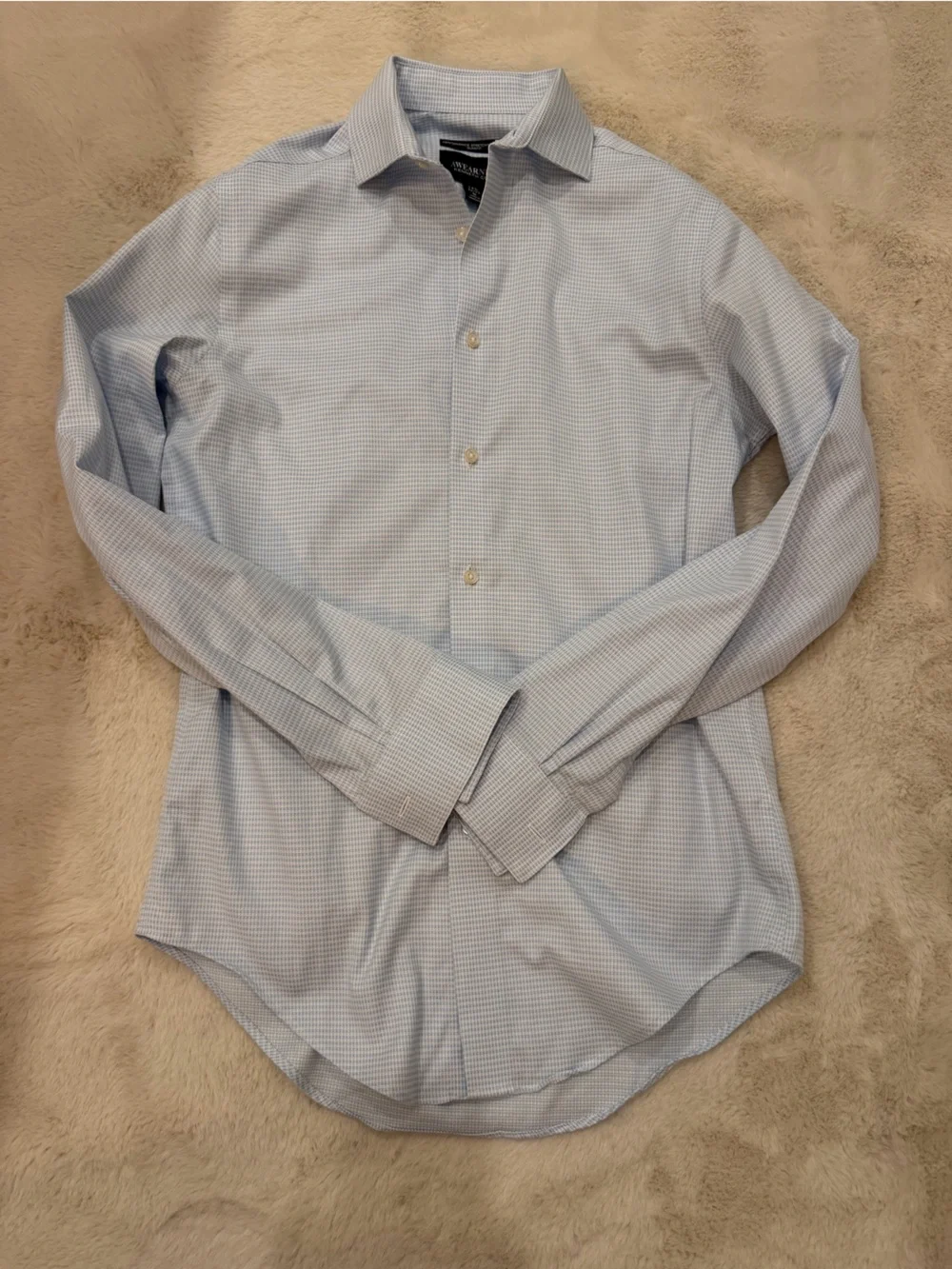 Kenneth Cole Reaction Light Blue Micro-Check Dress Shirt